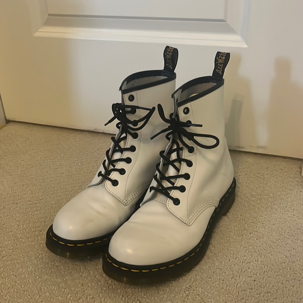 Dr. Martens white combat boots size 10